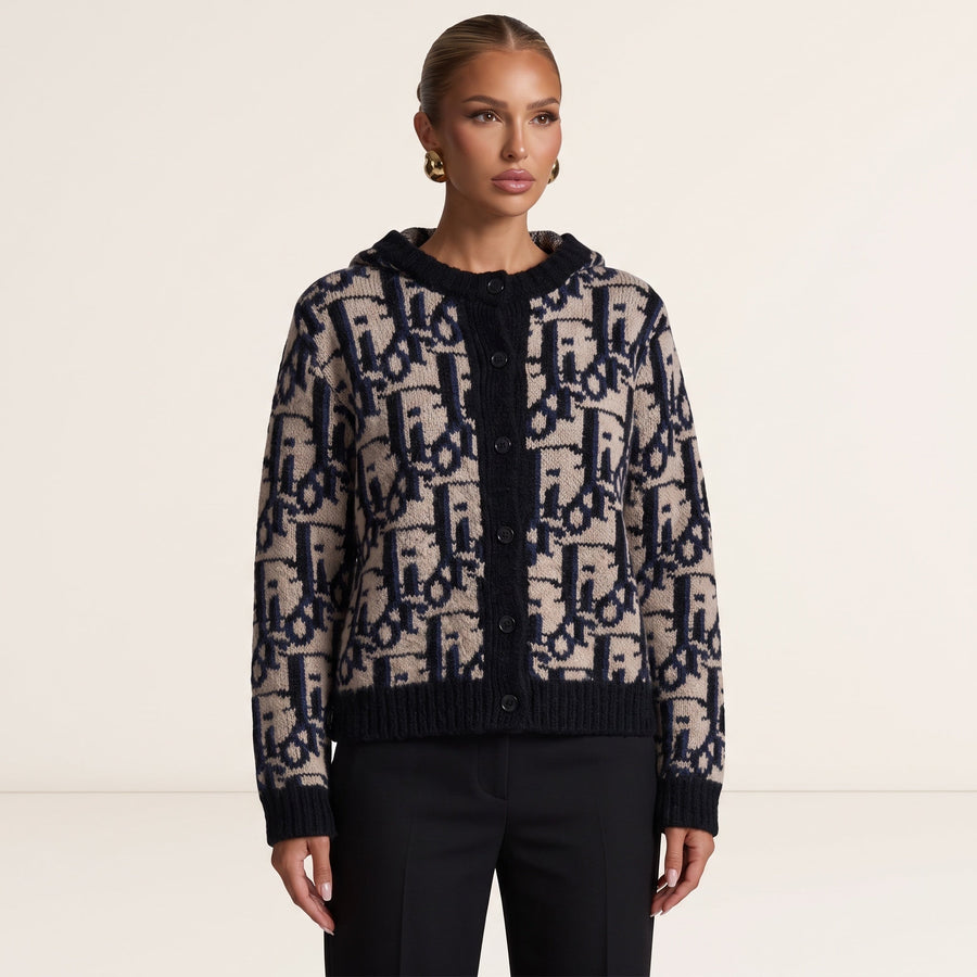 Christian Dior Monogram Cardigan — Beige & Navy