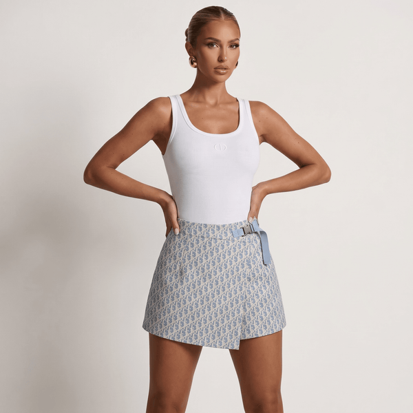 Christian Dior Oblique Jupe Short – Light Blue & Beige 🩵🤍
