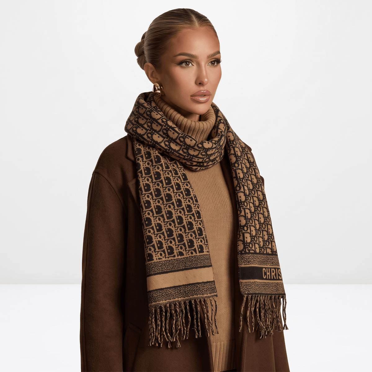 Christian Dior Oblique Scarf — Camel & Black - MASTERPIECE