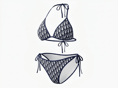 Christian Dior Oblique Triangle Bikini Set – Navy 💙🤍🌊 - MASTERPIECE