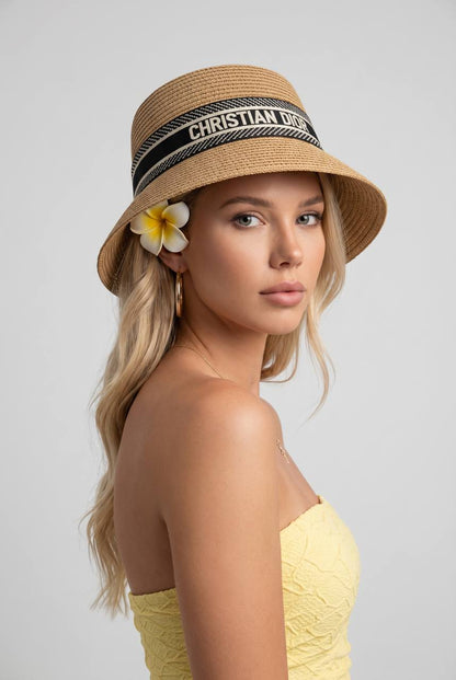 🌼 Christian Dior Straw Hat | Signature Logo Band Summer Style ☀️ - MASTERPIECE