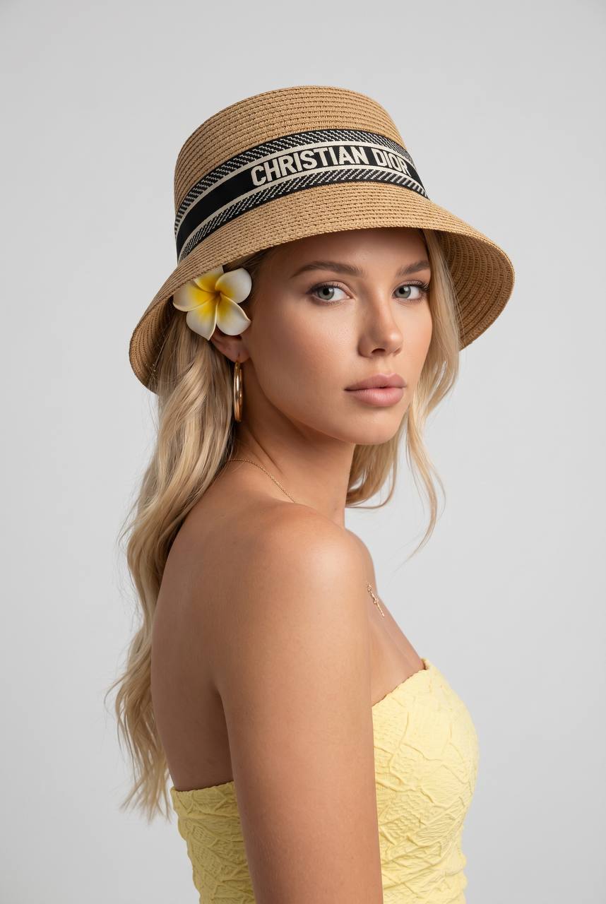 🌼 Christian Dior Straw Hat | Signature Logo Band Summer Style ☀️ - MASTERPIECE