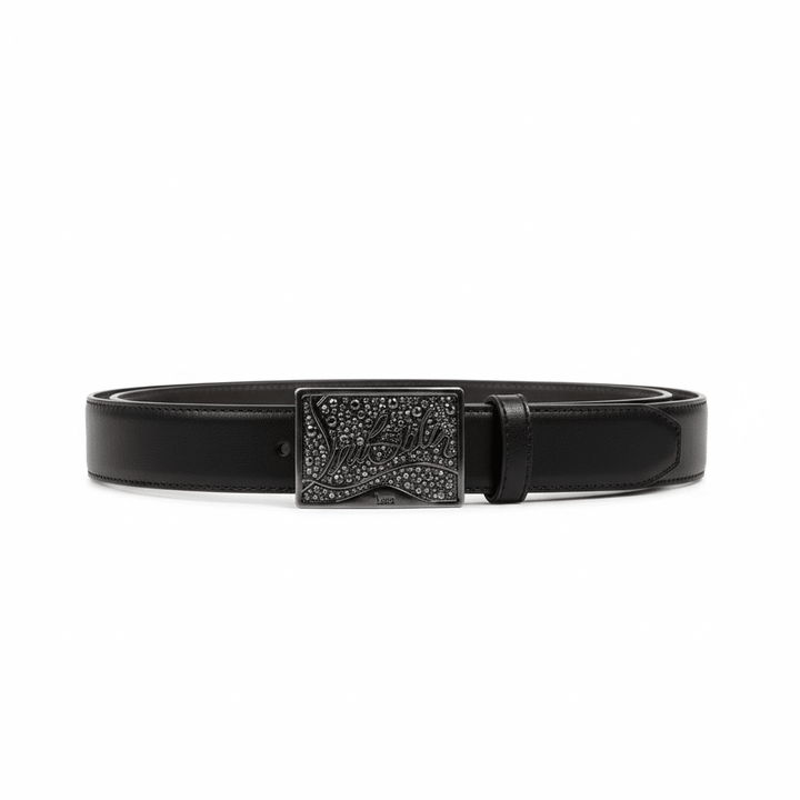 Christian Louboutin Crystal Signature Belt 125 cm — Black