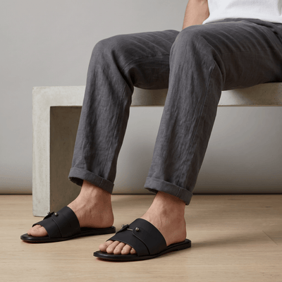 Christian Louboutin Inspired Black Leather Slide Sandals – Luxury Designer Summer Slippers ❤️🖤 - MASTERPIECE