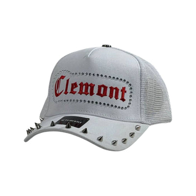 🤍 Clemont White Studded Trucker Cap | Gothic Logo Streetwear Hat 🧢 - MASTERPIECE