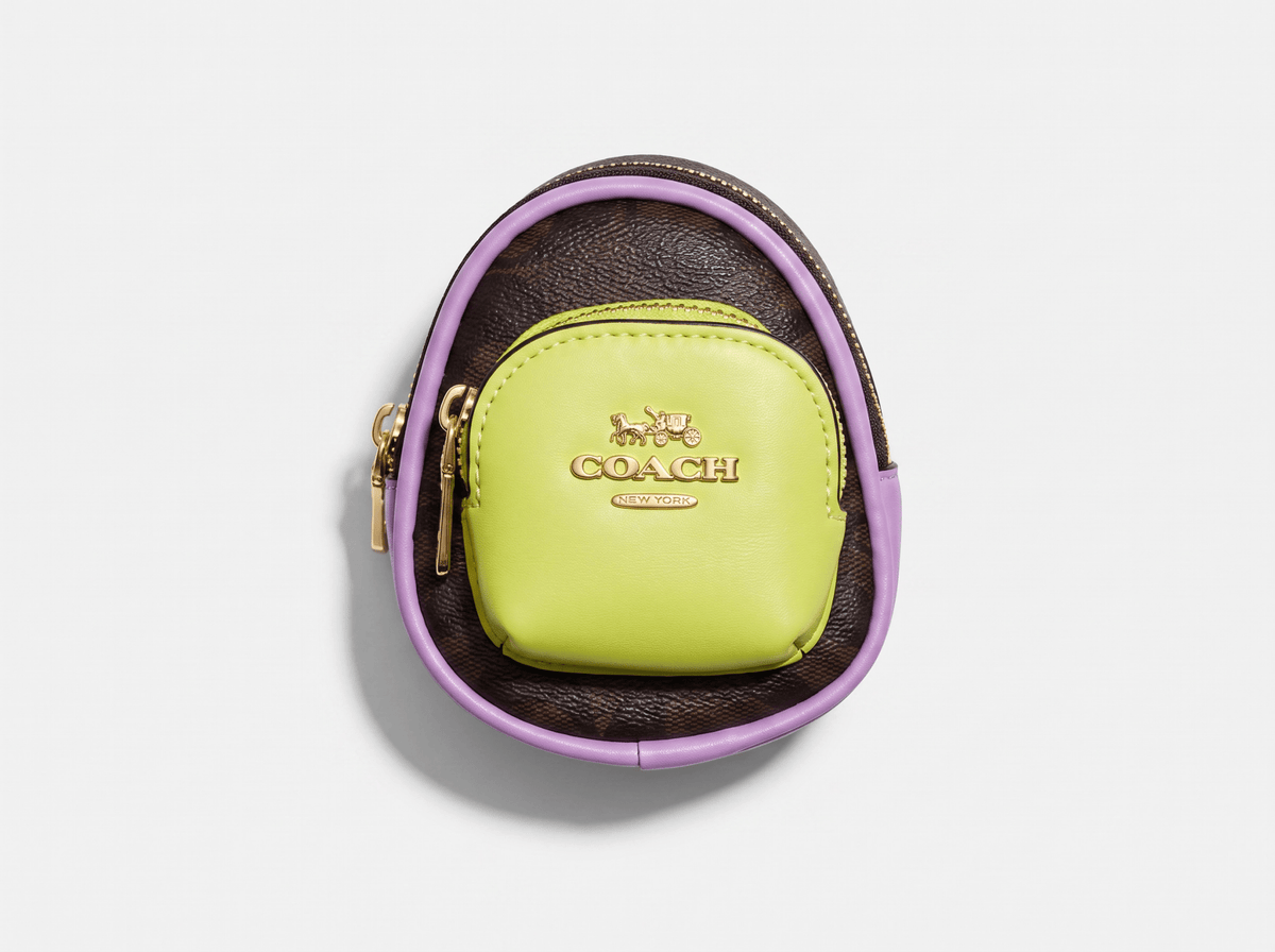 Coach Mini Backpack Keychain — Lime Green & Purple - MASTERPIECE