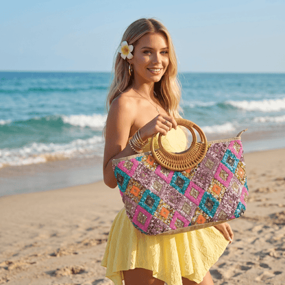 🌈 Colorful Sequin Beach Tote Bag | Boho Luxury Summer Handbag ✨ - MASTERPIECE