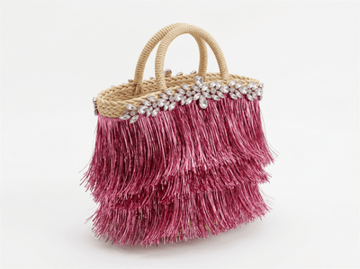 Crystal Fringe Beach Tote Bag ✨🩷🏖️ - MASTERPIECE