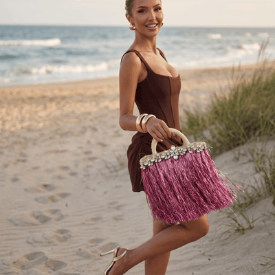 Crystal Fringe Beach Tote Bag ✨🩷🏖️ - MASTERPIECE