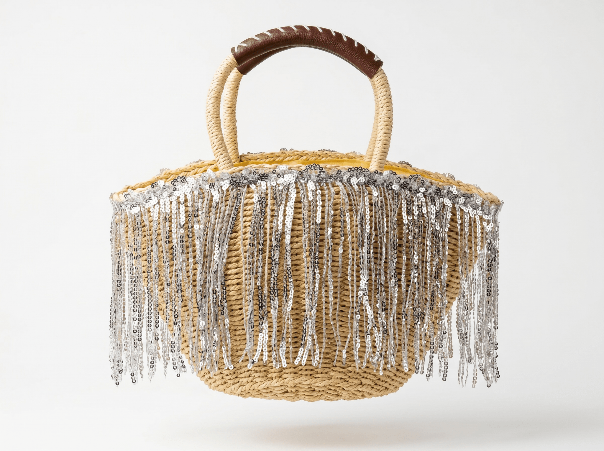 Crystal Fringe Woven Beach Tote – Natural Beige ✨🏖️ - MASTERPIECE
