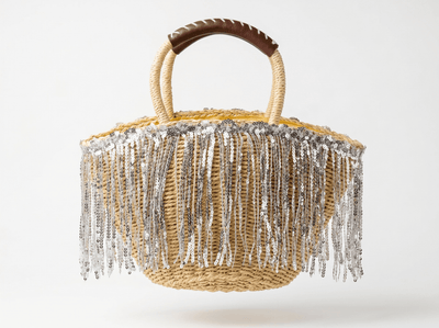 Crystal Fringe Woven Beach Tote – Natural Beige ✨🏖️ - MASTERPIECE