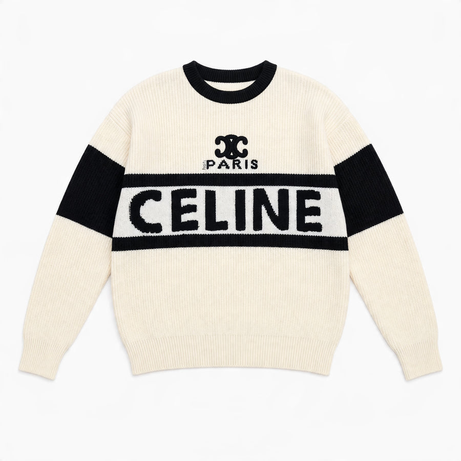 Celine Logo Sweater – Ivory Black