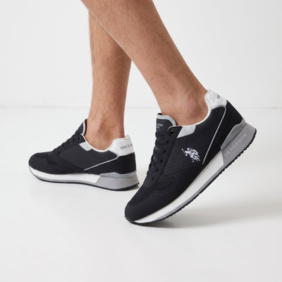 U.S. Polo Assn. navy and white trainers with logo and two-tone sole