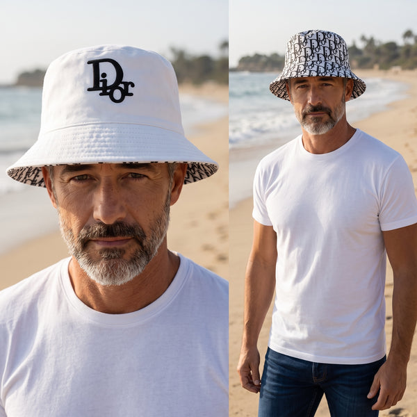 Dior Reversible Bucket Hat – White Oblique Logo 🤍🧢