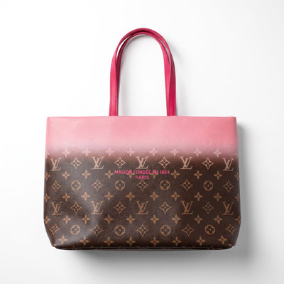 Louis Vuitton monogram tote bag with pink gradient and pink handles