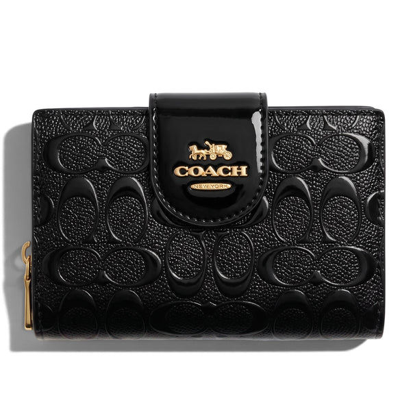 Coach Small Wallet – Black Patent Signature 🖤✨