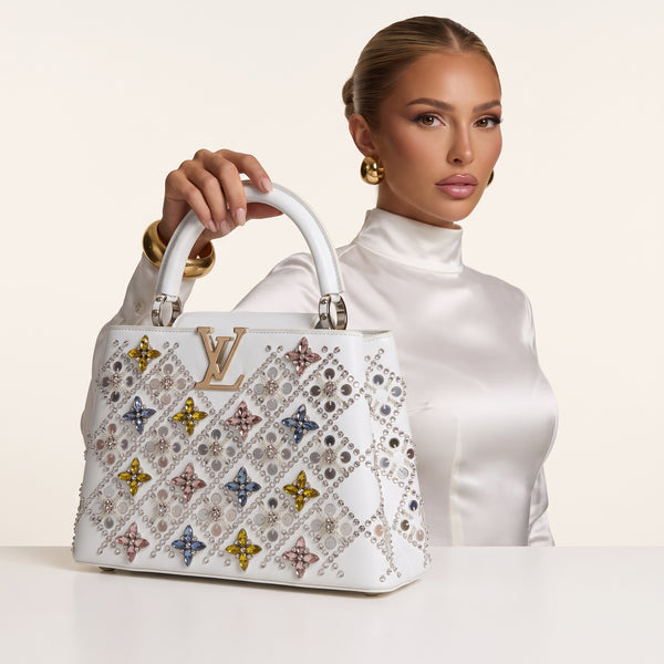 Louis Vuitton Capucines – White Jeweled Top Handle ✨👜