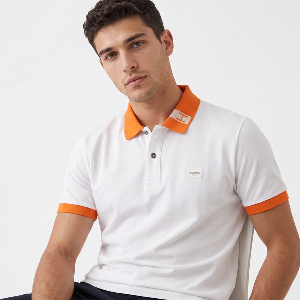 Hermès Polo – White Orange Trim 🟧