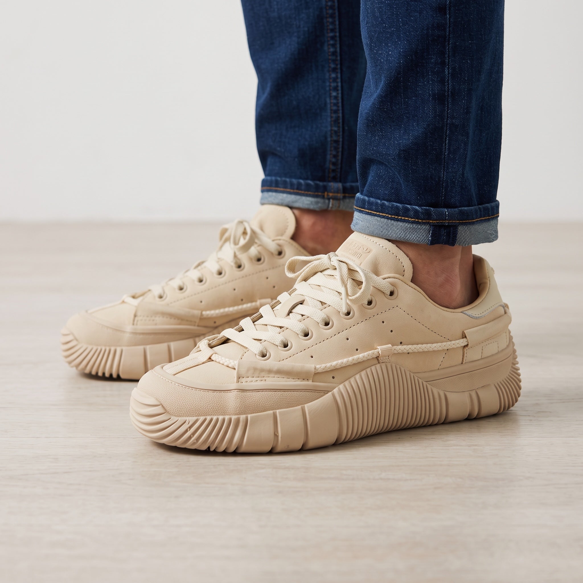 Adidas Stan Smith platform sneaker in cream with chunky ribbed sole