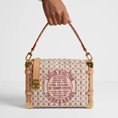 Louis Vuitton monogram Trunks & Bags canvas shoulder bag with gold corners and pale trim