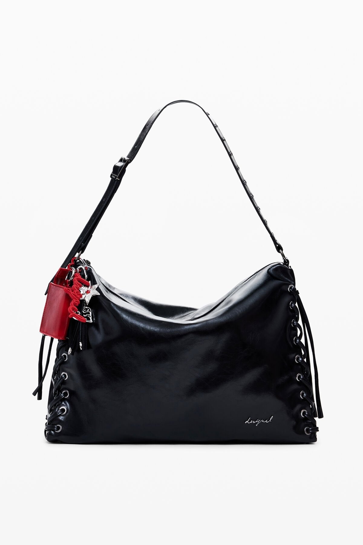 Desigual Black Patent Shoulder Bag – Edgy Luxe Statement 🖤✨ - MASTERPIECE