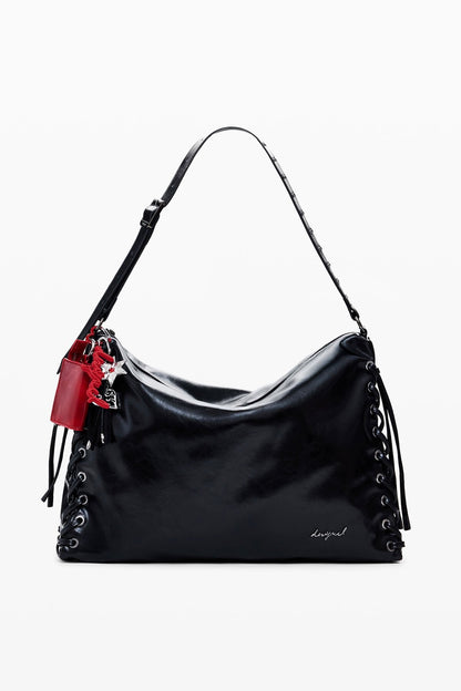Desigual Black Patent Shoulder Bag – Edgy Luxe Statement 🖤✨ - MASTERPIECE