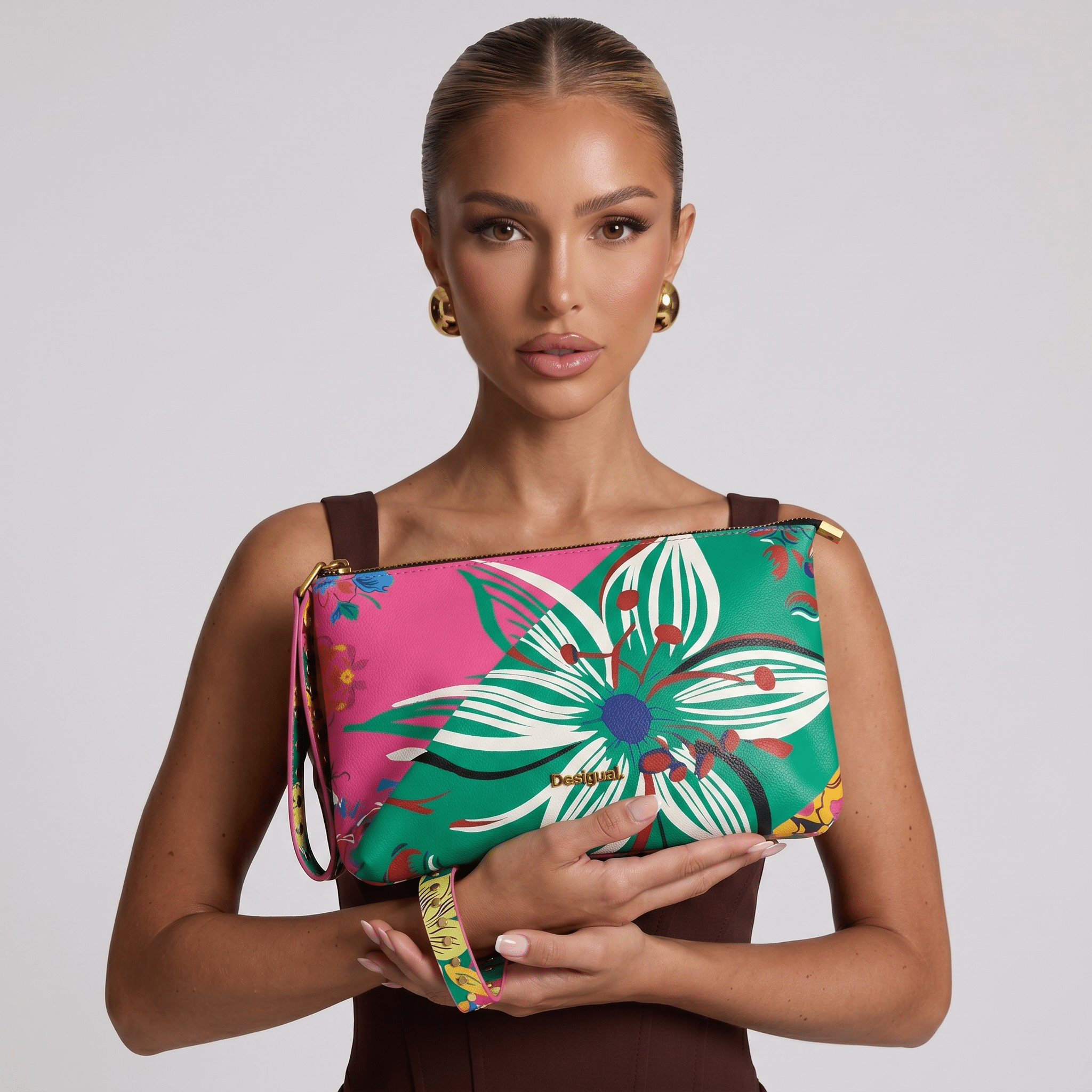 Desigual Floral Wristlet Pouch – Colorful Statement Clutch 🌸💖 - MASTERPIECE