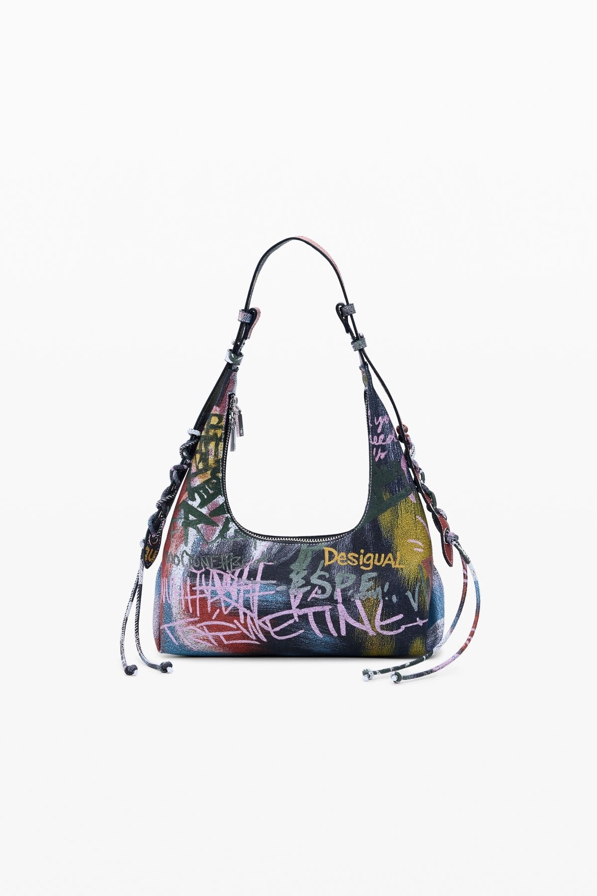 Desigual Graffiti Shoulder Bag – Multicolor Street Art Style 🎨🖤 - MASTERPIECE