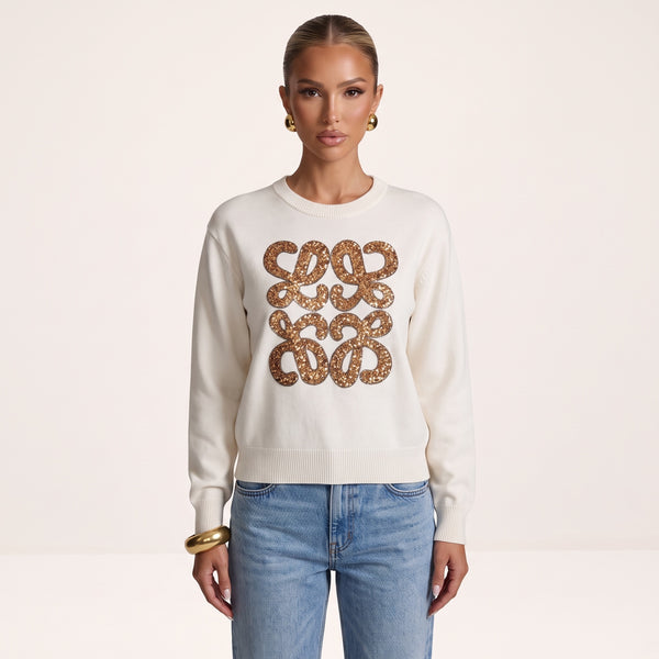 Loewe Sweater – Cream Sequin Anagram ✨