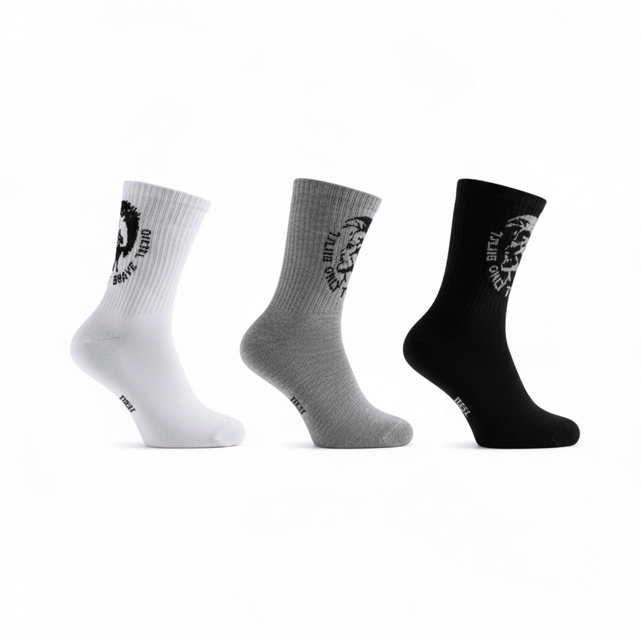 Diesel Crew Socks Set (6 Pairs) — White, Black & Grey