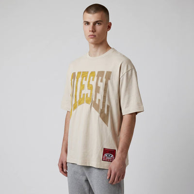Diesel Oversized Varsity Logo T-Shirt – Sand Beige ⚡🤍 - MASTERPIECE