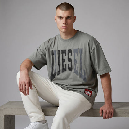 Diesel Oversized Varsity Logo T-Shirt – Stone Grey ⚡🩶 - MASTERPIECE