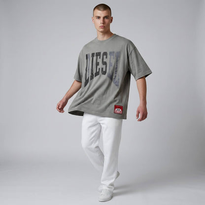 Diesel Oversized Varsity Logo T-Shirt – Stone Grey ⚡🩶 - MASTERPIECE