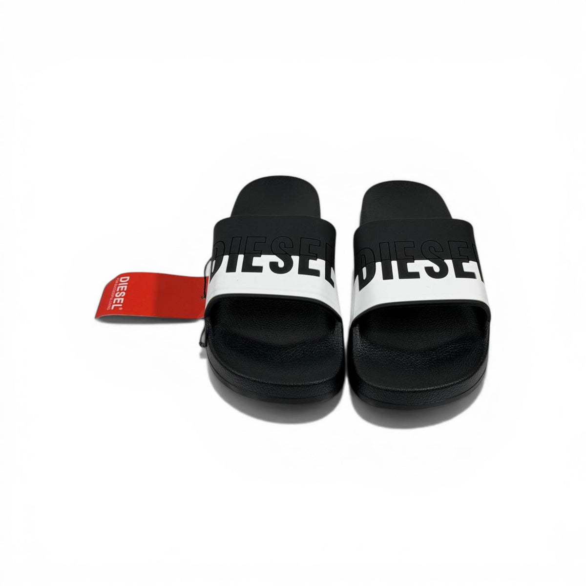 🖤 Diesel Slides – Black & White Logo Edition 🔥🩴 - MASTERPIECE