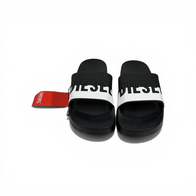 🖤 Diesel Slides – Black & White Logo Edition 🔥🩴 - MASTERPIECE