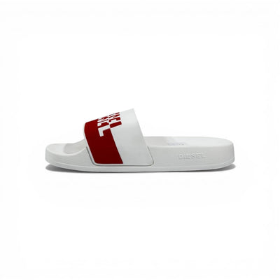 🔴⚪ Diesel Slides – White & Red Logo Edition 🔥🩴 - MASTERPIECE
