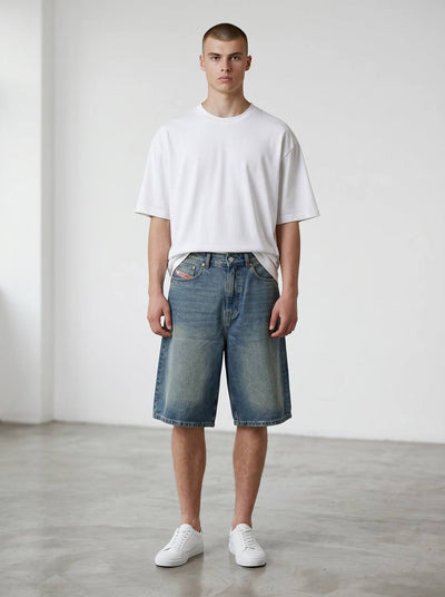 Diesel Wide-Leg Jorts – Vintage Wash Denim Shorts 👖🔥 - MASTERPIECE