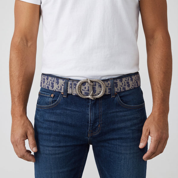 Dior Belt – Blue Oblique Jacquard 🐍 120 cm