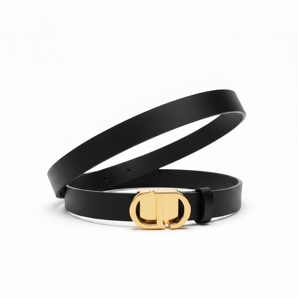 Dior Black Leather Belt with Gold CD Buckle ✨ Classic Luxury Women Waist Belt - MASTERPIECE