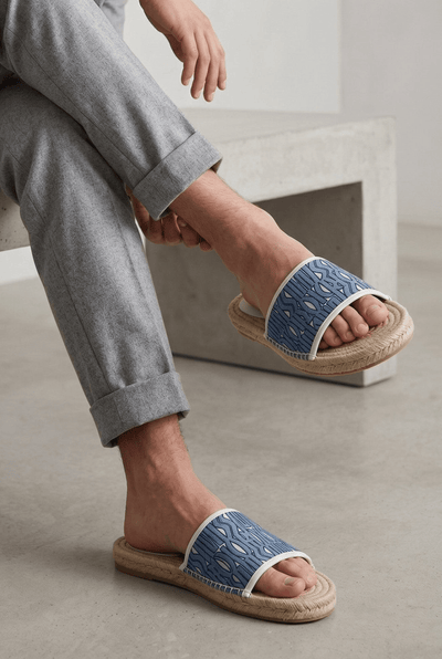 Dior Blue Oblique Rope Sole Slide Sandals - MASTERPIECE