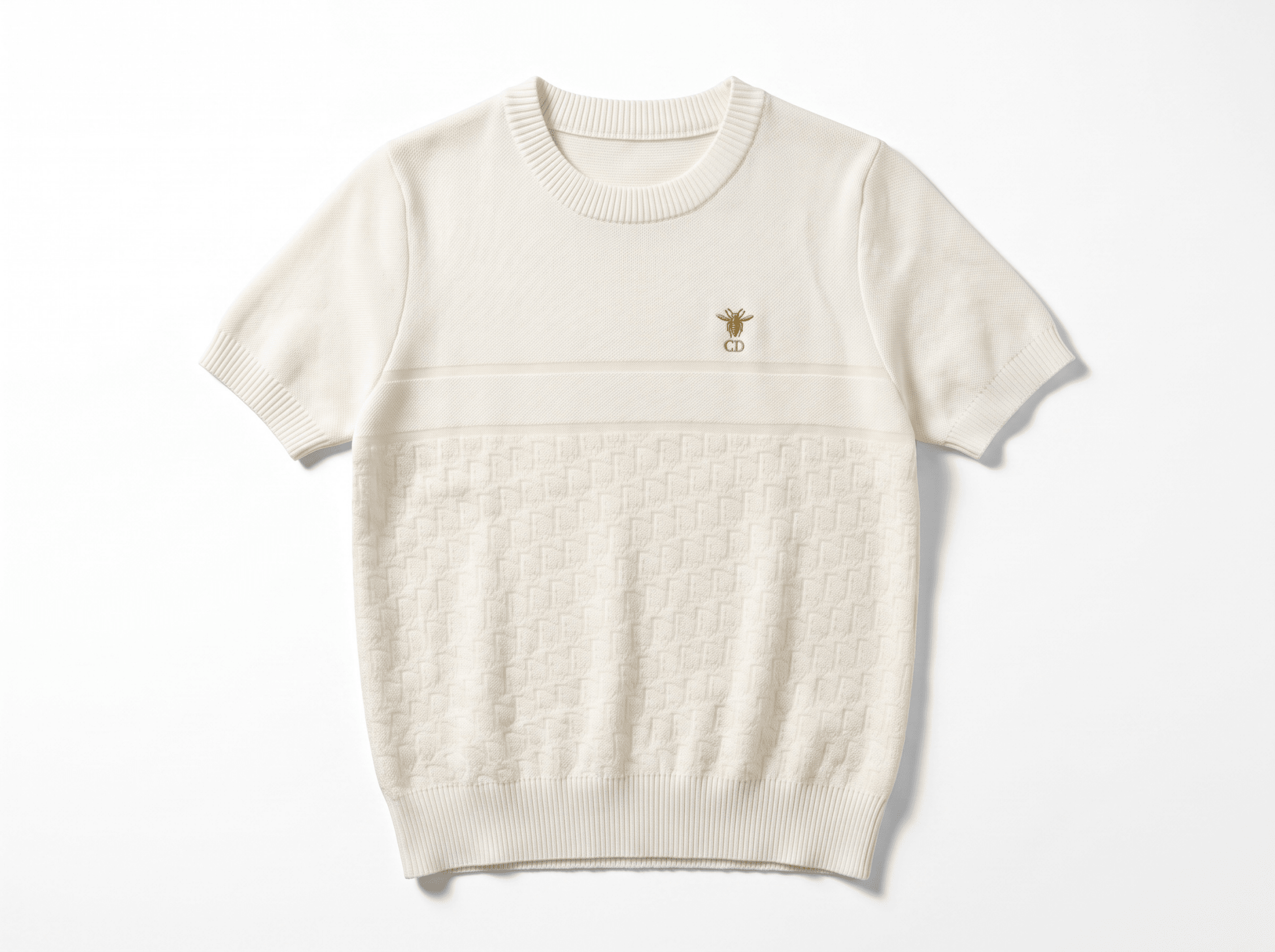 🤍 Dior CD Knit Short Sleeve Sweater – Ivory (one size) - MASTERPIECE