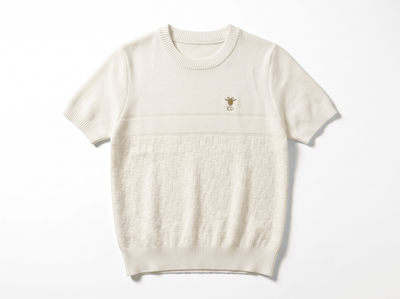 🤍 Dior CD Knit Short Sleeve Sweater – Ivory (one size) - MASTERPIECE