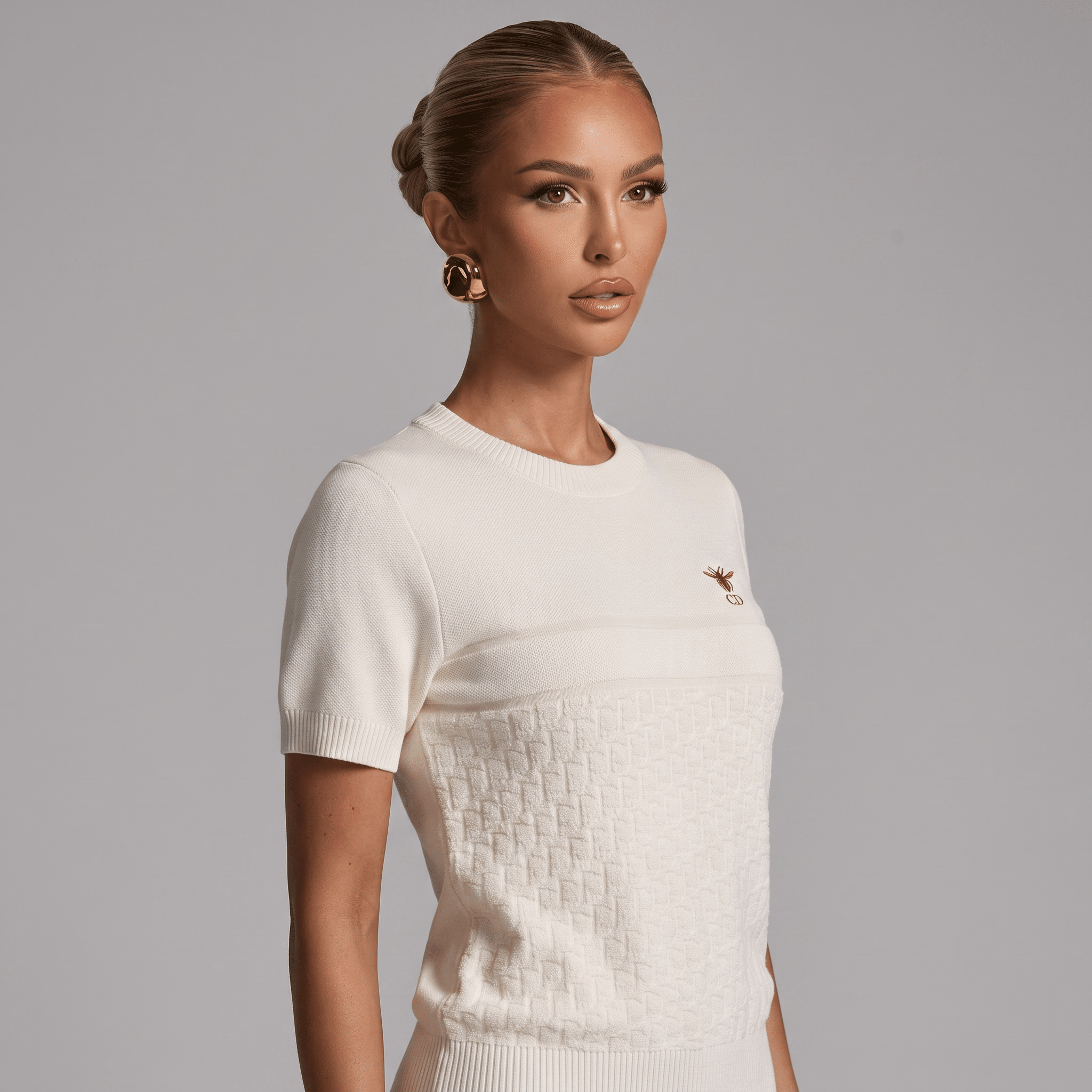 🤍 Dior CD Knit Short Sleeve Sweater – Ivory (one size) - MASTERPIECE