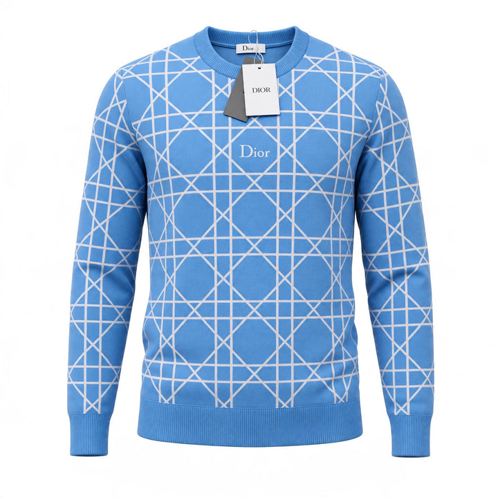 Dior Geometric Crewneck Sweatshirt — Blue