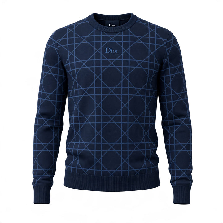 Dior Geometric Logo Crewneck Sweatshirt — Navy