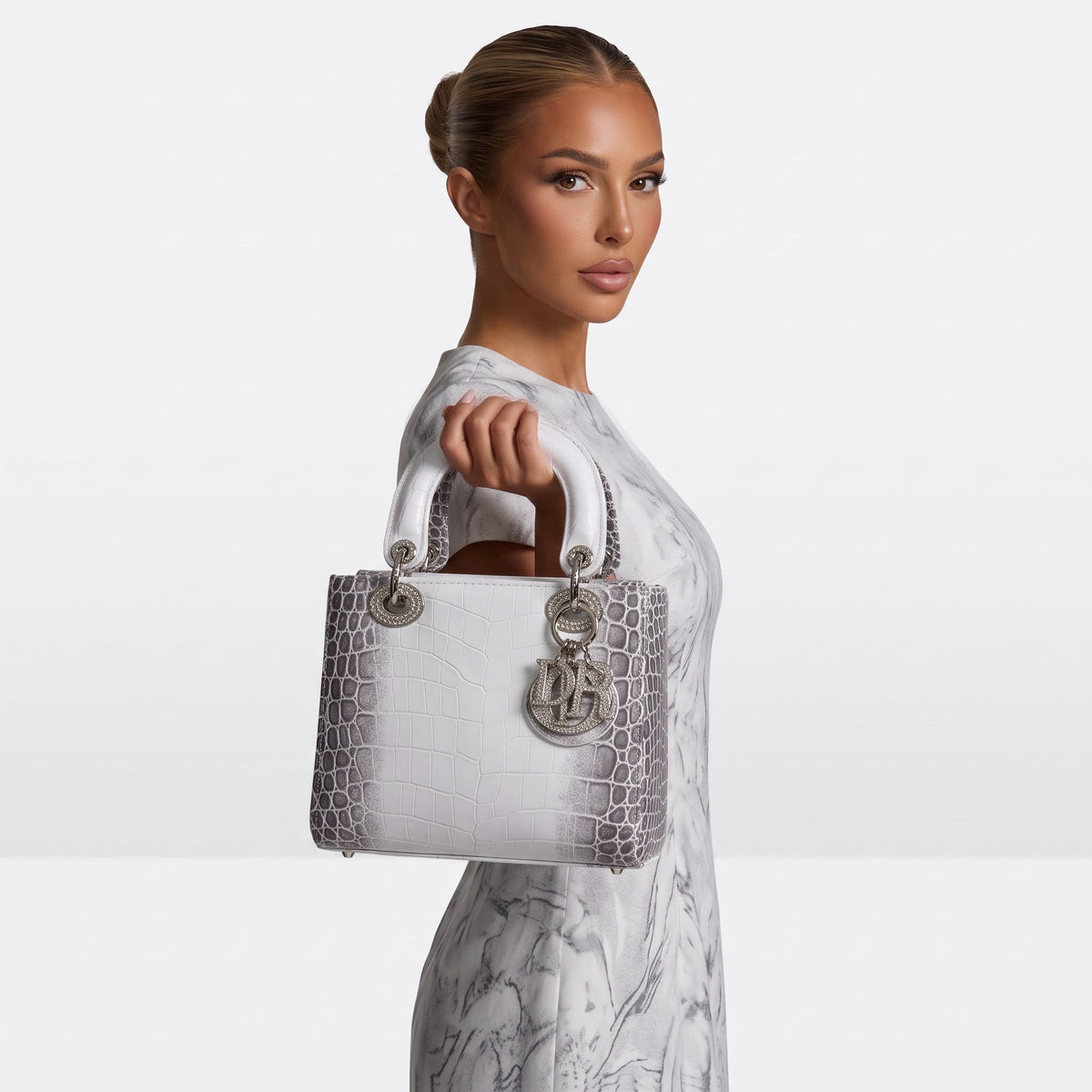 Dior Lady Croc-Effect Bag — White - MASTERPIECE