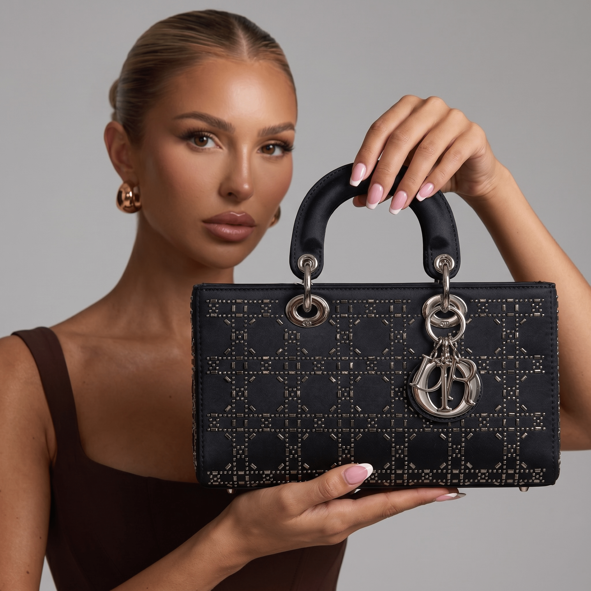 🖤 Dior Lady Dior Large Studded Cannage Bag – Black Edition 🖤 - MASTERPIECE
