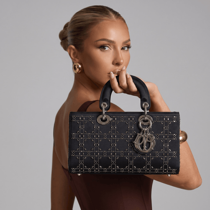 🖤 Dior Lady Dior Large Studded Cannage Bag – Black Edition 🖤 - MASTERPIECE