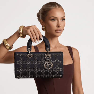 🖤 Dior Lady Dior Large Studded Cannage Bag – Black Edition 🖤 - MASTERPIECE