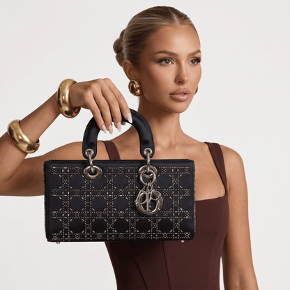 🖤 Dior Lady Dior Large Studded Cannage Bag – Black Edition 🖤 - MASTERPIECE